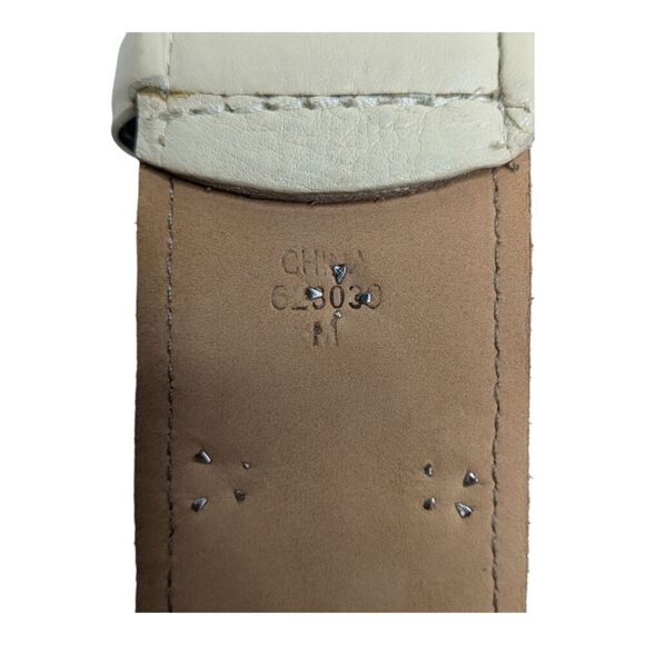Vintage Calvin Klein Cream Faux Leather Diamond Embossed Silver Studded Belt, M - Picture 6 of 6